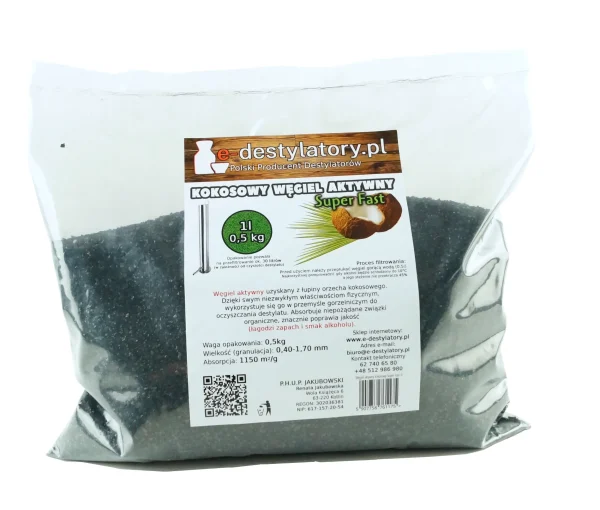 Węgiel aktywny gorzelniczy Super fast 1l/0,5kg filtr na 30l